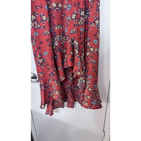 Max Studio Women's Floral Print Ruffle Hem Maxi Skirt In Dark Orange Size Small - Picture 4 of 10